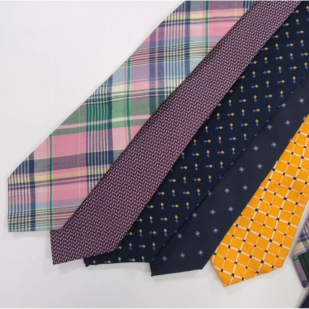Lauren Ralph Lauren Mens Neckties Lot 5 Set OS Multicolor Plaid Geometric 59